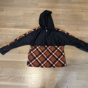 Ashley sport athletic Plaid Black and Brown Hoodie size 10/12